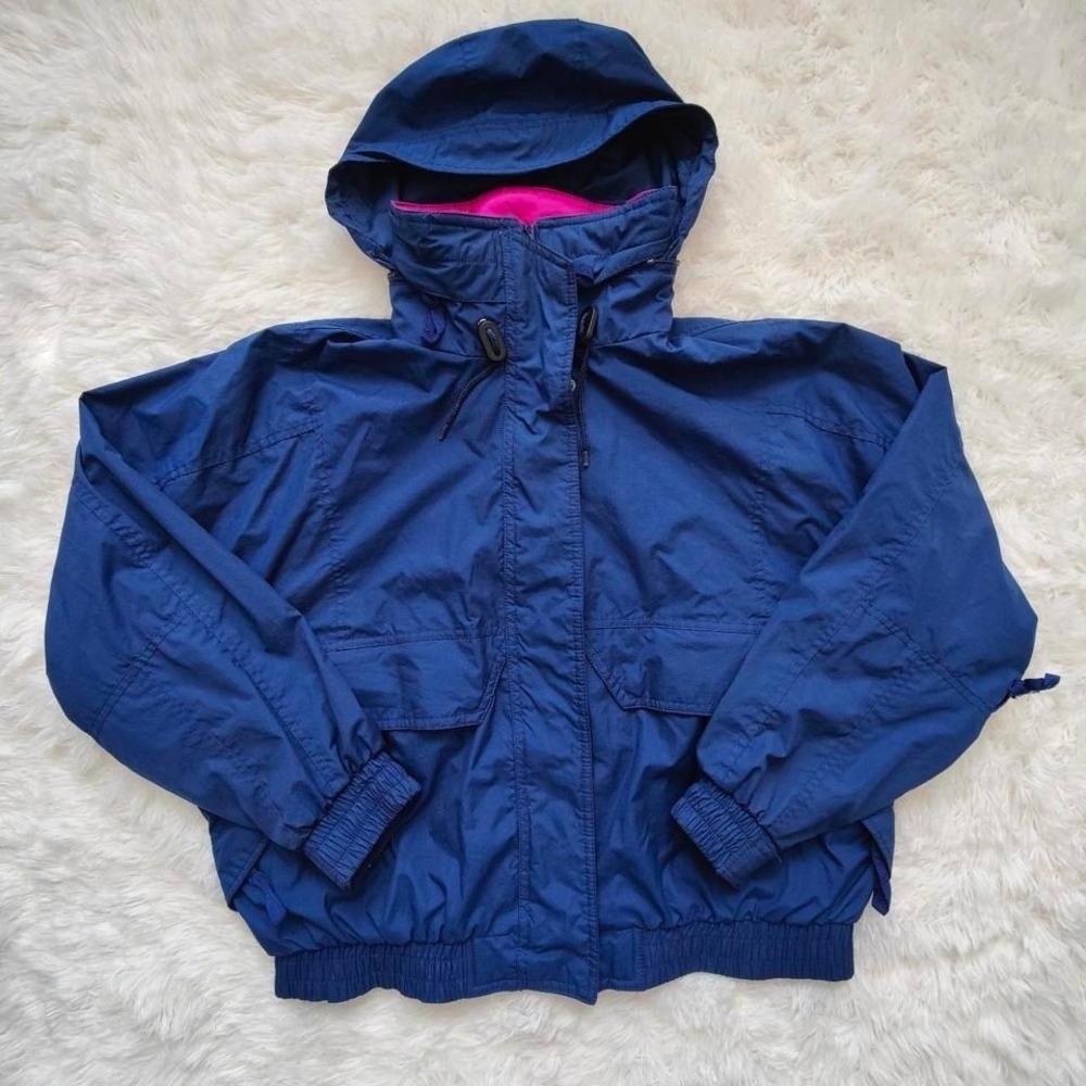 Vintage Eddie Bauer Hooded Windbreaker Womens M Colorblock Jacket Nylon Gorpcore